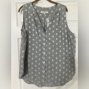 NWT Loft Sleeveless Button Down Top